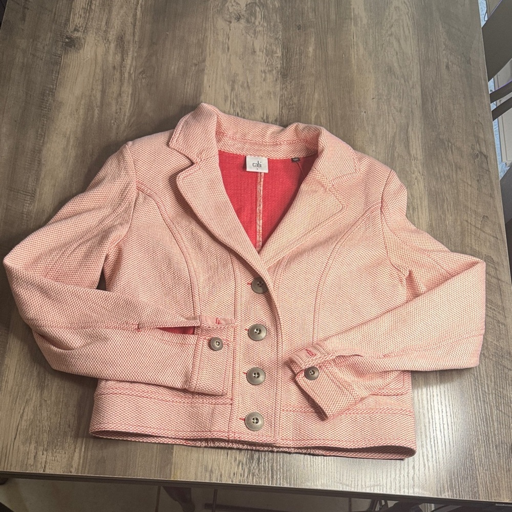 CAbi Red and Cream Patterned Jacket - Picture 1 of 6